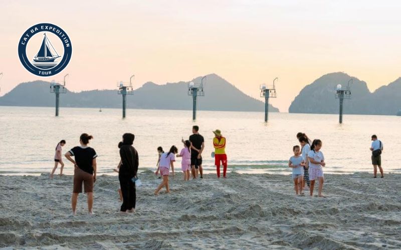 Local People playing on Cac Ba beach